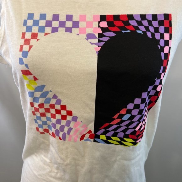 NWOT BP Graphic Muscle Tank in White Checker Heart (XS) - Picture 5 of 12